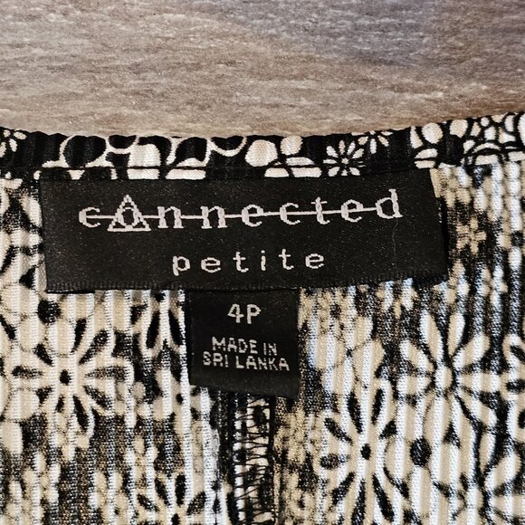 Vintage Y2K Womens Small Black Retro Floral Pleated Dress Knee Length Layered - Picture 12 of 14